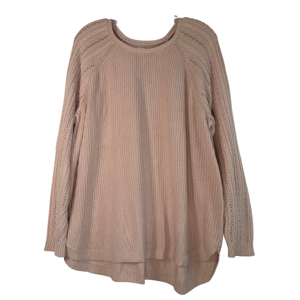 Sonoma Goods For Life Blush Pink Cable Knit Pointelle Pullover Sweater XL